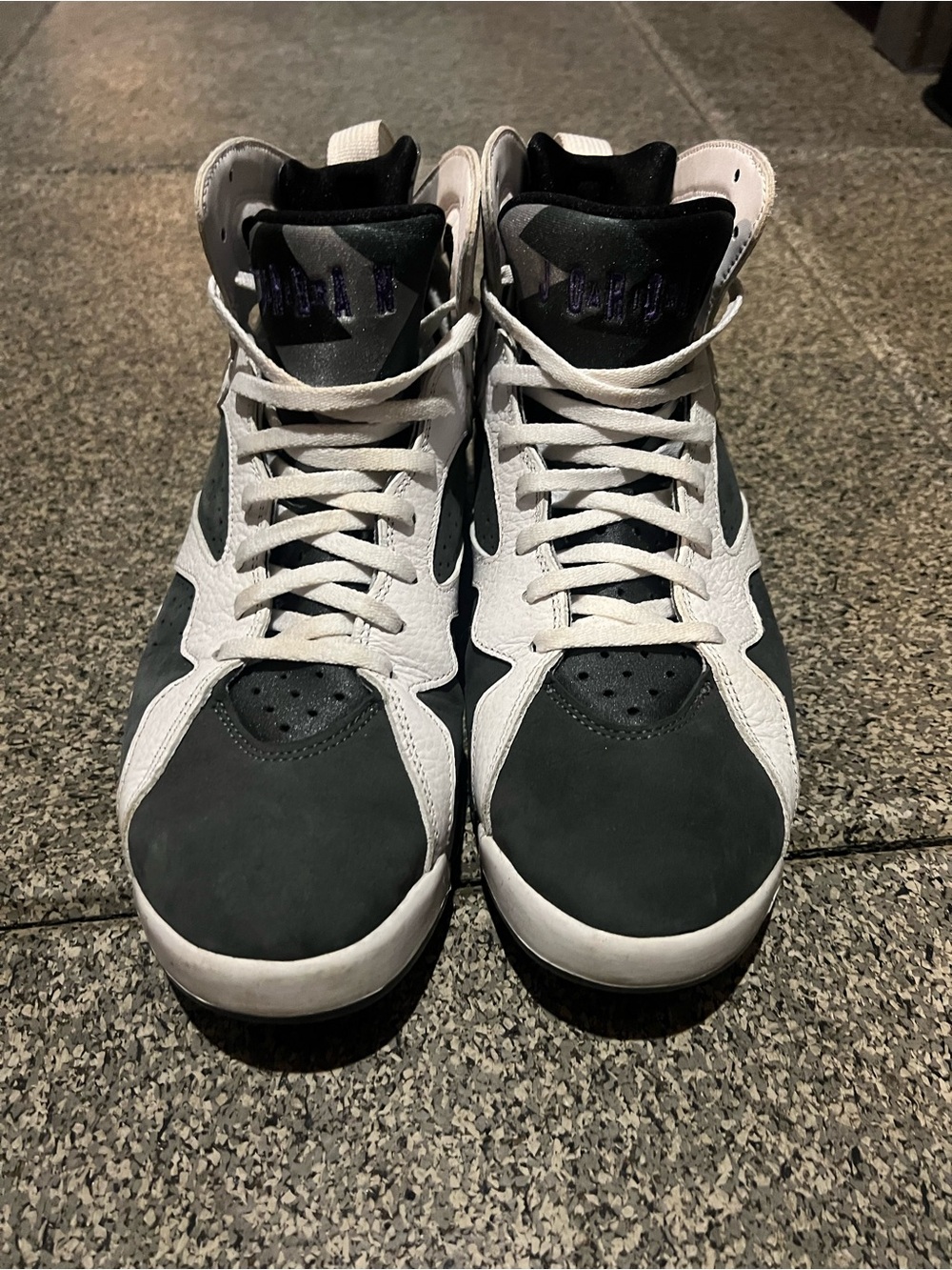 Jordan 7 Flint Men's High-Top Sneakers in Dark Green and White